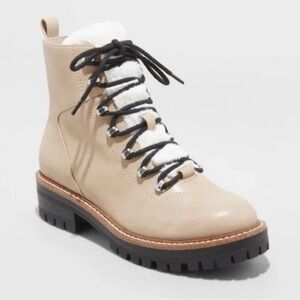 a new day Cream Lace-Up Boots